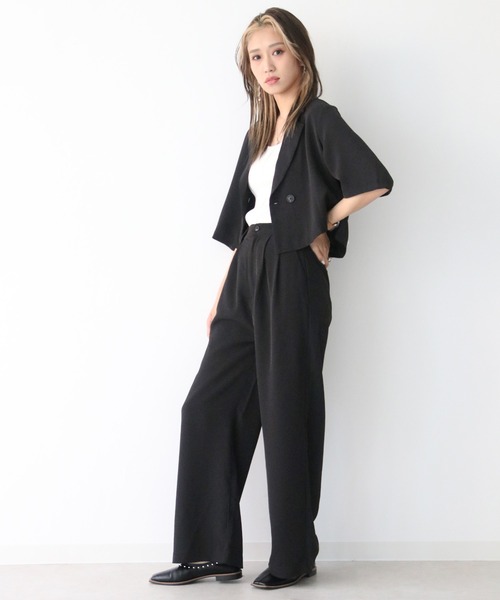 Avvenente（アベネンテ）の「【Avvenente】ハーフスリーブショートシャツ×パンツセットアップ（シャツ/ブラウス・レディース・ブラック/ブルー・M）」の10枚目の写真