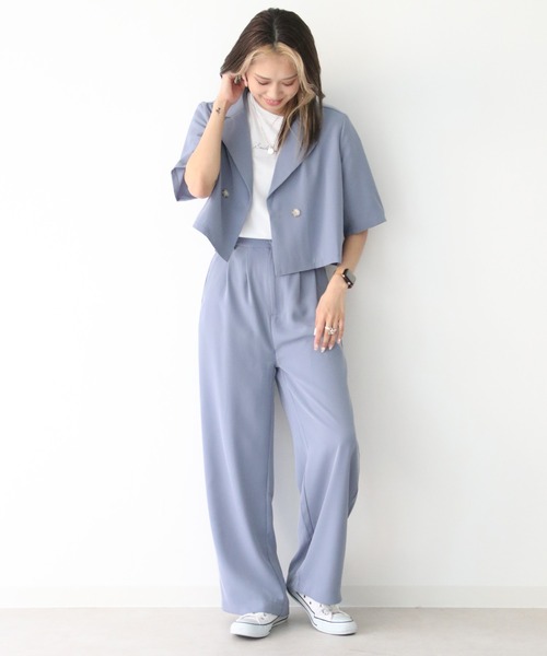 Avvenente（アベネンテ）の「【Avvenente】ハーフスリーブショートシャツ×パンツセットアップ（シャツ/ブラウス・レディース・ブラック/ブルー・M）」の7枚目の写真