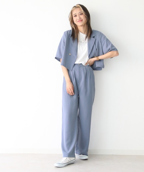 Avvenente（アベネンテ）の「【Avvenente】ハーフスリーブショートシャツ×パンツセットアップ（シャツ/ブラウス・レディース・ブラック/ブルー・M）」の13枚目の写真