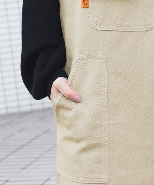 PairPair（ペアペア）の「ステッチジャンスカ/長さ調節自由自在（ジャンパースカート・レディース・ダークブラウン/アイボリー/ベージュ・FREE）」の13枚目の写真