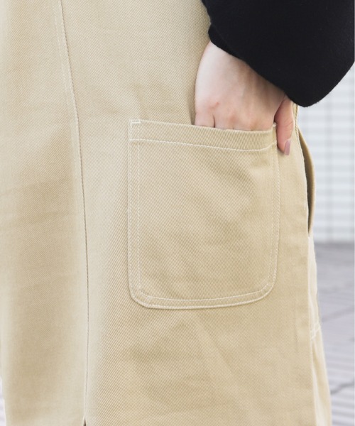 PairPair（ペアペア）の「ステッチジャンスカ/長さ調節自由自在（ジャンパースカート・レディース・ダークブラウン/アイボリー/ベージュ・FREE）」の14枚目の写真