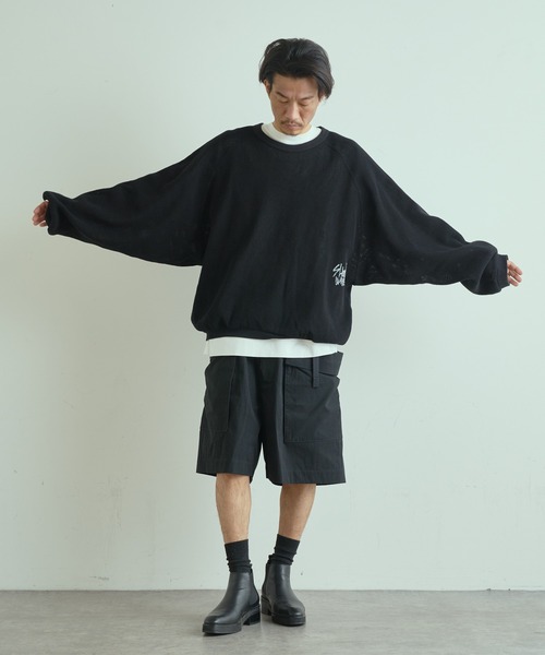 ESSAY(エッセイ)の「【ESSAY/エッセイ】RUSSEL MESH SWEATER(ラッセルメッシュスウェット)(Tシャツ/カットソー・メンズ・ホワイト/ブラック・2)」の5枚目の写真