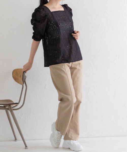 Mysa&Liina（ミーサリーナ）の「フラワーレーススクエアネックプルオーバー（Tシャツ/カットソー・レディース・アイボリー/カーキ/ブラック・M）」の22枚目の写真