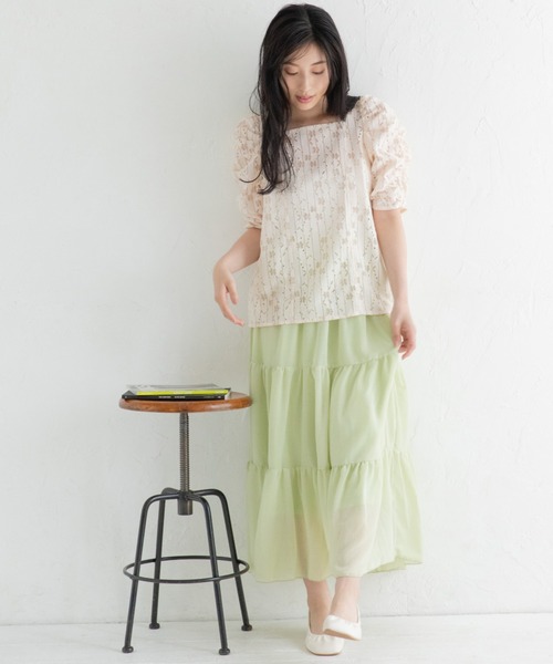 Mysa&Liina（ミーサリーナ）の「フラワーレーススクエアネックプルオーバー（Tシャツ/カットソー・レディース・アイボリー/カーキ/ブラック・M）」の14枚目の写真