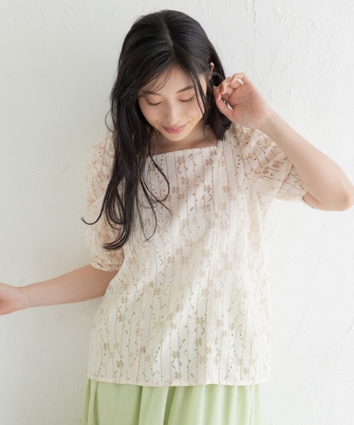 Mysa&Liina（ミーサリーナ）の「フラワーレーススクエアネックプルオーバー（Tシャツ/カットソー・レディース・アイボリー/カーキ/ブラック・M）」の15枚目の写真