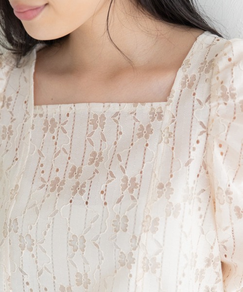 Mysa&Liina（ミーサリーナ）の「フラワーレーススクエアネックプルオーバー（Tシャツ/カットソー・レディース・アイボリー/カーキ/ブラック・M）」の18枚目の写真