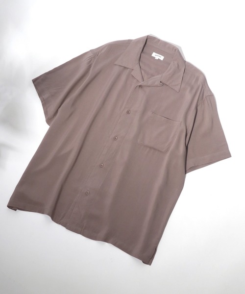 Salong hameu(サロン ハミュー)の「無地・総柄レーヨンアロハシャツ メンズ レディース ユニセックス/半袖開襟シャツ/オープンカラーシャツ(シャツ/ブラウス・メンズ・ブラック/ブルー/マルチ/ブラック×グレー/ライトカーキ/ホワイト×グレー/グレイッシュベージュ/ホワイト系その他/ブラック系その他/ブラック系その他2/ホワイト系その他2/ブルー系その他/カラフル/ネイビー系・LL/M/L/S)」の8枚目の写真