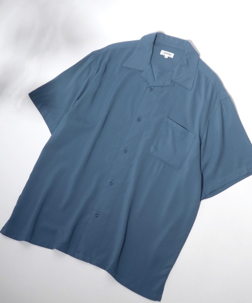 Salong hameu(サロン ハミュー)の「無地・総柄レーヨンアロハシャツ メンズ レディース ユニセックス/半袖開襟シャツ/オープンカラーシャツ(シャツ/ブラウス・メンズ・ブラック/ブルー/マルチ/ブラック×グレー/ライトカーキ/ホワイト×グレー/グレイッシュベージュ/ホワイト系その他/ブラック系その他/ブラック系その他2/ホワイト系その他2/ブルー系その他/カラフル/ネイビー系・LL/M/L/S)」の10枚目の写真