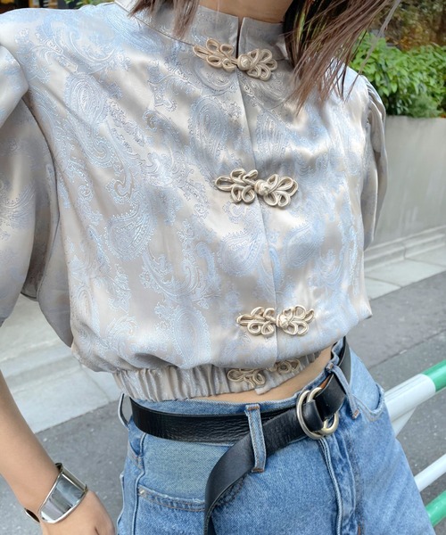 WHO'S WHO gallery（フーズフーギャラリー）の「ミニチャイナブラウス（シャツ/ブラウス・レディース・ブラック/パープル/キナリ・FREE）」の22枚目の写真