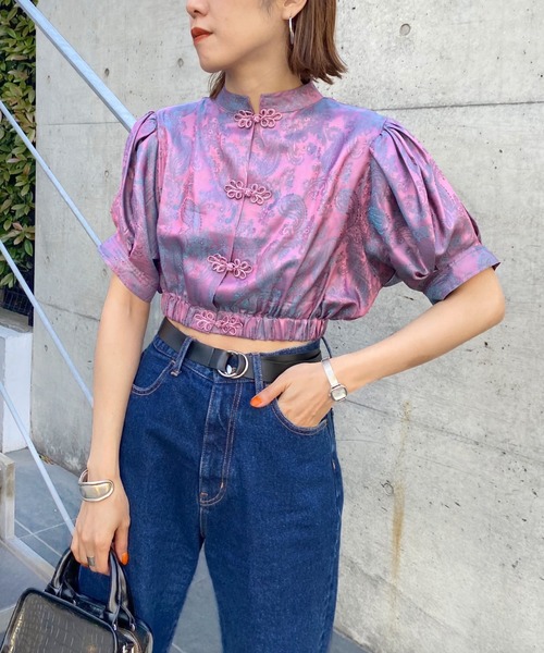 WHO'S WHO gallery（フーズフーギャラリー）の「ミニチャイナブラウス（シャツ/ブラウス・レディース・ブラック/パープル/キナリ・FREE）」の8枚目の写真