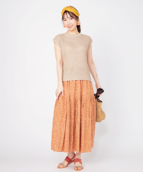 JETSET SOLO PLUS （ジェットセットソロプラス）の「ギマ柄編みニット（ニット/セーター・レディース・ベージュ/ライム/ブルー・FREE）」の10枚目の写真