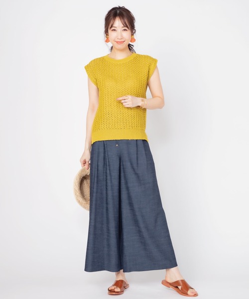 JETSET SOLO PLUS （ジェットセットソロプラス）の「ギマ柄編みニット（ニット/セーター・レディース・ベージュ/ライム/ブルー・FREE）」の13枚目の写真