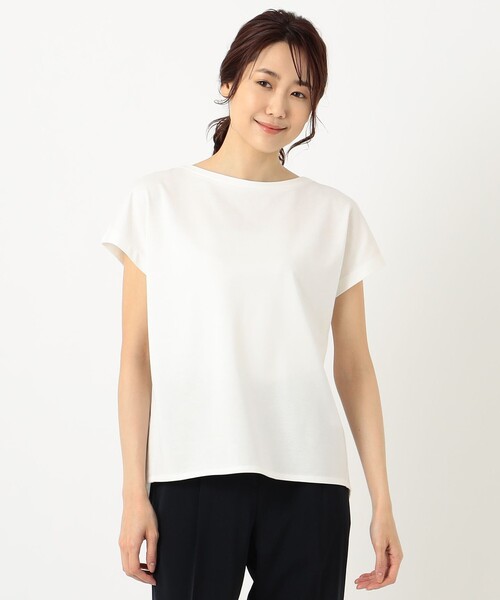 J.PRESS Ladies(J.プレス レディス)の「【WEB限定】防汚Tシャツ フレンチスリーブ(Tシャツ/カットソー・レディース・ベージュ系/ホワイト系・SMALL)」の10枚目の写真