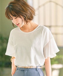 シフォン袖サイドタックカットソー