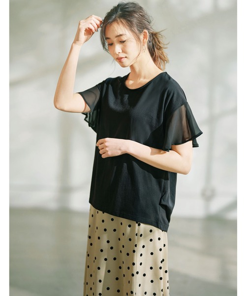 GeeRA(ジーラ)の「シフォン袖サイドタックカットソー(Tシャツ/カットソー・レディース・ホワイト/ブラック/ブルー・MEDIUM/LARGE/SMALL/XX-LARGE/X-LARGE)」の9枚目の写真