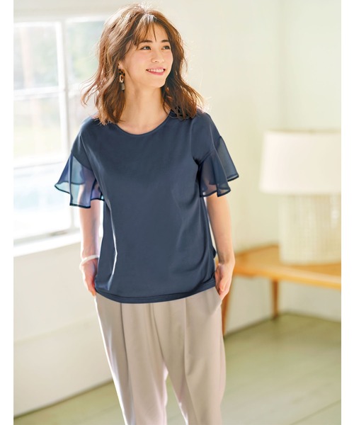GeeRA(ジーラ)の「シフォン袖サイドタックカットソー(Tシャツ/カットソー・レディース・ホワイト/ブラック/ブルー・MEDIUM/LARGE/SMALL/XX-LARGE/X-LARGE)」の10枚目の写真