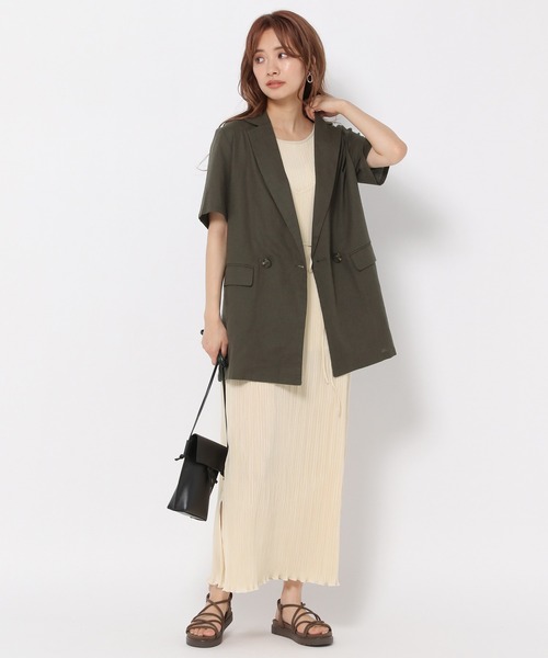 mysty woman（ミスティウーマン）の「リネンハーフスリーブライトジャケット 951764（テーラードジャケット・レディース・ダークブラウン/アイボリー/ダークベージュ・FREE）」の10枚目の写真