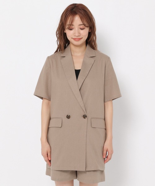mysty woman（ミスティウーマン）の「リネンハーフスリーブライトジャケット 951764（テーラードジャケット・レディース・ダークブラウン/アイボリー/ダークベージュ・FREE）」の12枚目の写真