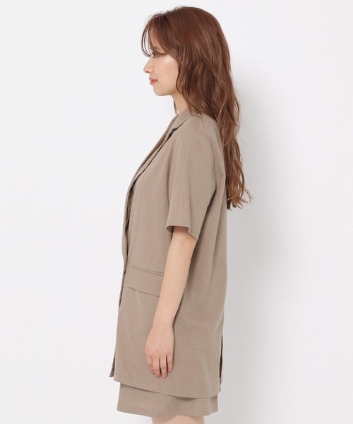 mysty woman（ミスティウーマン）の「リネンハーフスリーブライトジャケット 951764（テーラードジャケット・レディース・ダークブラウン/アイボリー/ダークベージュ・FREE）」の13枚目の写真