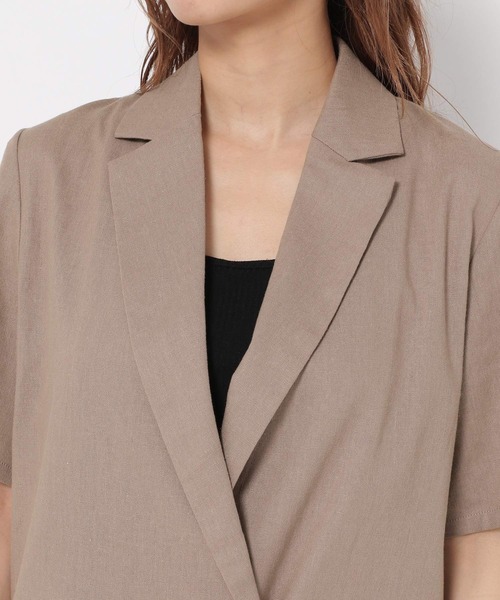 mysty woman（ミスティウーマン）の「リネンハーフスリーブライトジャケット 951764（テーラードジャケット・レディース・ダークブラウン/アイボリー/ダークベージュ・FREE）」の15枚目の写真