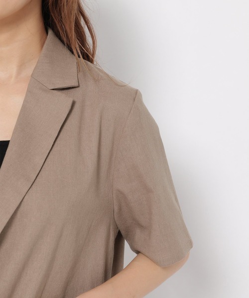 mysty woman（ミスティウーマン）の「リネンハーフスリーブライトジャケット 951764（テーラードジャケット・レディース・ダークブラウン/アイボリー/ダークベージュ・FREE）」の16枚目の写真