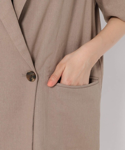 mysty woman（ミスティウーマン）の「リネンハーフスリーブライトジャケット 951764（テーラードジャケット・レディース・ダークブラウン/アイボリー/ダークベージュ・FREE）」の18枚目の写真