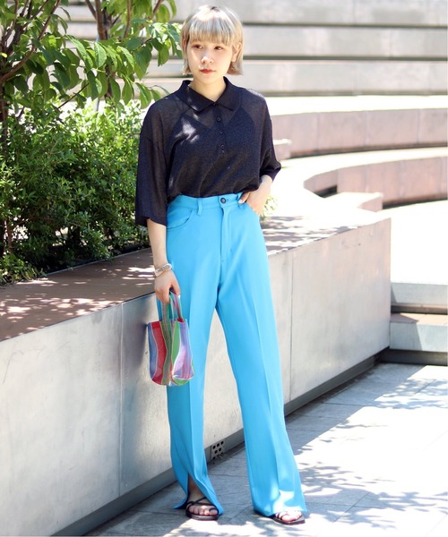 JOINT WORKS（ジョイントワークス）の「J-ツイルクロススリットパンツ（スラックス・レディース・ネイビー/サックスブルー/グリーン・SMALL/MEDIUM）」の16枚目の写真