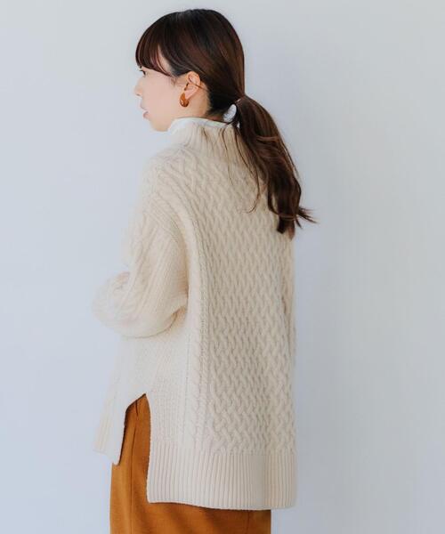 green label relaxing（グリーンレーベルリラクシング）の「【WEB限定】［XS/H148-155㎝］HAMILTON アラン ハイネック プルオーバー ニット（ニット/セーター・レディース・イエロー/ネイビー/ナチュラル/コバルトブルー/ライトグレー/ケリー・XS）」の13枚目の写真