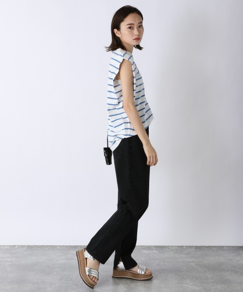 JEANASIS（ジーナシス）の「ボーダーショルダータックNS/216343（Tシャツ/カットソー・レディース・ブルー・FREE）」の3枚目の写真