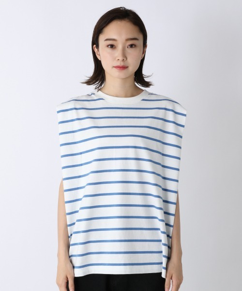 JEANASIS（ジーナシス）の「ボーダーショルダータックNS/216343（Tシャツ/カットソー・レディース・ブルー・FREE）」の7枚目の写真