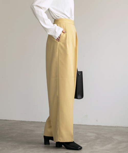 BONLECILL（ボンルシール）の「2タック センタープレス カラーワイドパンツ（スラックス・レディース・ブラック/ベージュ/ブラウン/レッド/グリーン・FREE）」の9枚目の写真