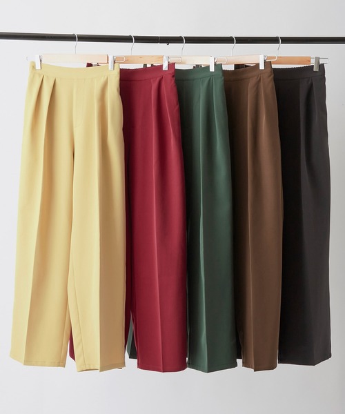 BONLECILL（ボンルシール）の「2タック センタープレス カラーワイドパンツ（スラックス・レディース・ブラック/ベージュ/ブラウン/レッド/グリーン・FREE）」の12枚目の写真