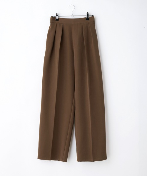 BONLECILL（ボンルシール）の「2タック センタープレス カラーワイドパンツ（スラックス・レディース・ブラック/ベージュ/ブラウン/レッド/グリーン・FREE）」の7枚目の写真