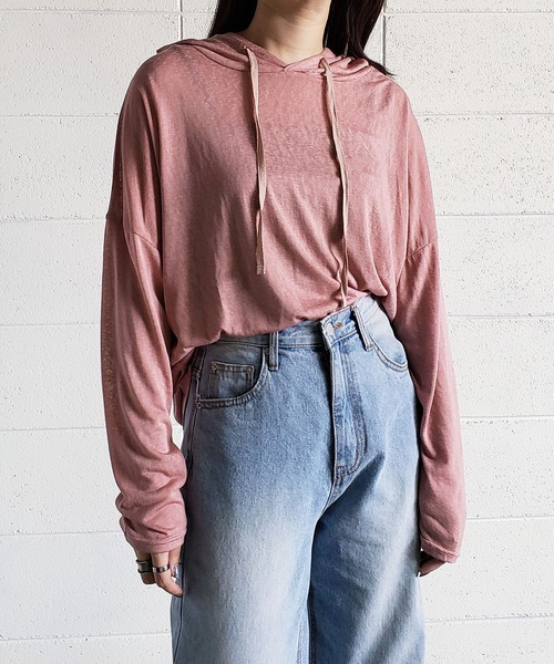 me+em select（ミームセレクト）の「ビッグシルエットフードプルオーバーカットソー（Tシャツ/カットソー・レディース・ピンク/イエロー/オレンジ/ブルー・FREE）」の2枚目の写真