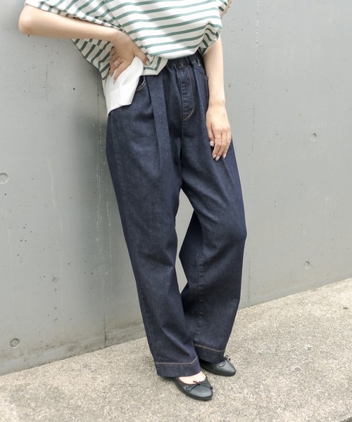 PUAL CE CIN（ピュアルセシン）の「JAPAN MADE デニムストレートパンツ（デニムパンツ・レディース・インディゴブルー/ブルー・FREE）」の2枚目の写真