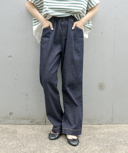 PUAL CE CIN（ピュアルセシン）の「JAPAN MADE デニムストレートパンツ（デニムパンツ・レディース・インディゴブルー/ブルー・FREE）」の6枚目の写真
