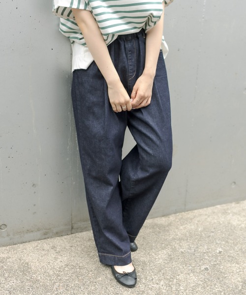 PUAL CE CIN（ピュアルセシン）の「JAPAN MADE デニムストレートパンツ（デニムパンツ・レディース・インディゴブルー/ブルー・FREE）」の8枚目の写真
