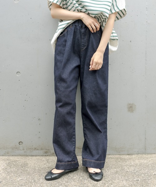 PUAL CE CIN（ピュアルセシン）の「JAPAN MADE デニムストレートパンツ（デニムパンツ・レディース・インディゴブルー/ブルー・FREE）」の5枚目の写真