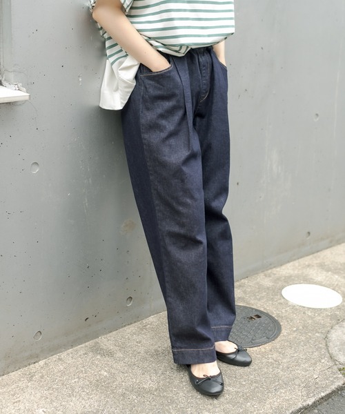 PUAL CE CIN（ピュアルセシン）の「JAPAN MADE デニムストレートパンツ（デニムパンツ・レディース・インディゴブルー/ブルー・FREE）」の7枚目の写真