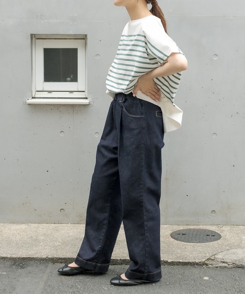 PUAL CE CIN（ピュアルセシン）の「JAPAN MADE デニムストレートパンツ（デニムパンツ・レディース・インディゴブルー/ブルー・FREE）」の12枚目の写真