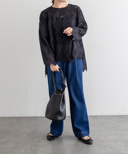 PUAL CE CIN（ピュアルセシン）の「JAPAN MADE デニムストレートパンツ（デニムパンツ・レディース・インディゴブルー/ブルー・FREE）」の18枚目の写真