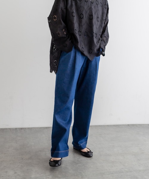 PUAL CE CIN（ピュアルセシン）の「JAPAN MADE デニムストレートパンツ（デニムパンツ・レディース・インディゴブルー/ブルー・FREE）」の14枚目の写真