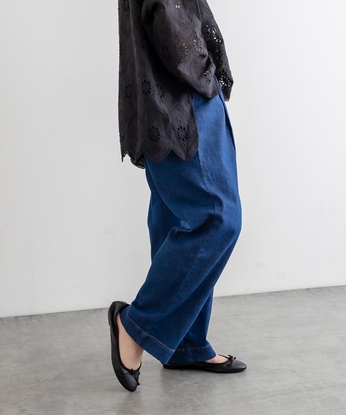 PUAL CE CIN（ピュアルセシン）の「JAPAN MADE デニムストレートパンツ（デニムパンツ・レディース・インディゴブルー/ブルー・FREE）」の16枚目の写真