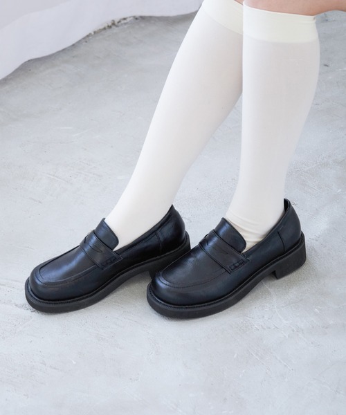 Heather（ヘザー）の「スクエアローファー　229093（ローファー・レディース・ブラック/ベージュ・M/L）」の2枚目の写真