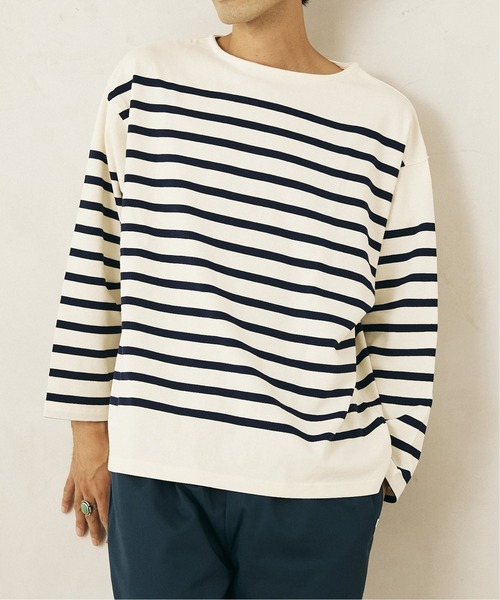 JOURNAL STANDARD relume（ジャーナルスタンダード　レリューム）の「3XL NAVAL BORDER/ボーダーTシャツ（Tシャツ/カットソー・メンズ・ブラック/ネイビー/カーキ/レンガ・LARGE/XXX-LARGE）」の3枚目の写真
