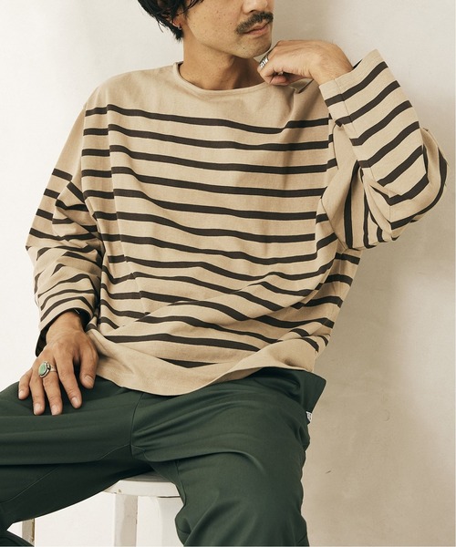 JOURNAL STANDARD relume（ジャーナルスタンダード　レリューム）の「3XL NAVAL BORDER/ボーダーTシャツ（Tシャツ/カットソー・メンズ・ブラック/ネイビー/カーキ/レンガ・LARGE/XXX-LARGE）」の2枚目の写真