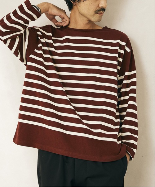 JOURNAL STANDARD relume（ジャーナルスタンダード　レリューム）の「3XL NAVAL BORDER/ボーダーTシャツ（Tシャツ/カットソー・メンズ・ブラック/ネイビー/カーキ/レンガ・LARGE/XXX-LARGE）」の4枚目の写真