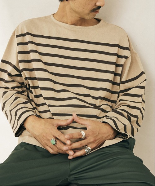 JOURNAL STANDARD relume（ジャーナルスタンダード　レリューム）の「3XL NAVAL BORDER/ボーダーTシャツ（Tシャツ/カットソー・メンズ・ブラック/ネイビー/カーキ/レンガ・LARGE/XXX-LARGE）」の11枚目の写真