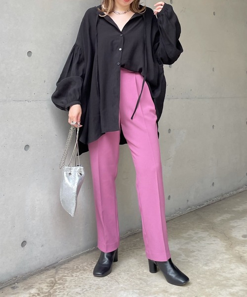 DouDou（ドゥドゥ）の「ソフトテーパードタックパンツ（その他パンツ・レディース・グリーン/ブラック/ピンク/アイボリー・36/38）」の18枚目の写真