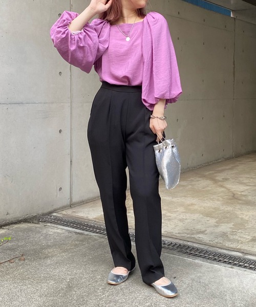 DouDou（ドゥドゥ）の「ソフトテーパードタックパンツ（その他パンツ・レディース・グリーン/ブラック/ピンク/アイボリー・36/38）」の16枚目の写真